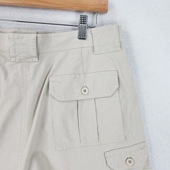 LL Bean Shorts Women 16 Tan Cream Cargo High Waist Casual Hiking Outdoor Fishing - Picture 7 of 9